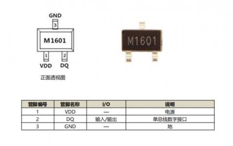 M1601温度传感器用于蓝牙体温计，32~43℃范围内精度±0.1℃，100nA@3.3V超低功耗适合电池供电