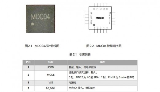 高精度数字电容传感芯片MDC04的产品参数介绍