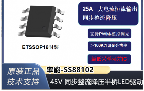 SS8102-45V同步整流降压半桥LED调光驱动控制器