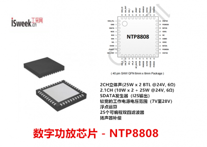 主要应用于液晶电视及迷你组件音频解决方案的音频功放芯片-NTP8808