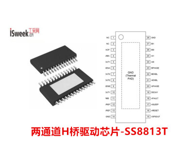 固定频率下电流控制和EN／PH 控制接口的48V／2.5A两通道H桥驱动芯片-SS8813T